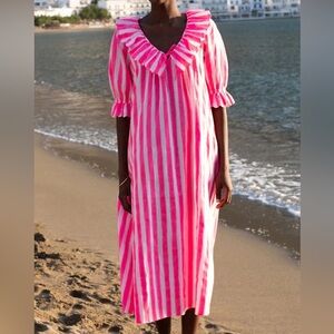 PINK CITY PRINTS Ava Dress in Neon Stripe size S